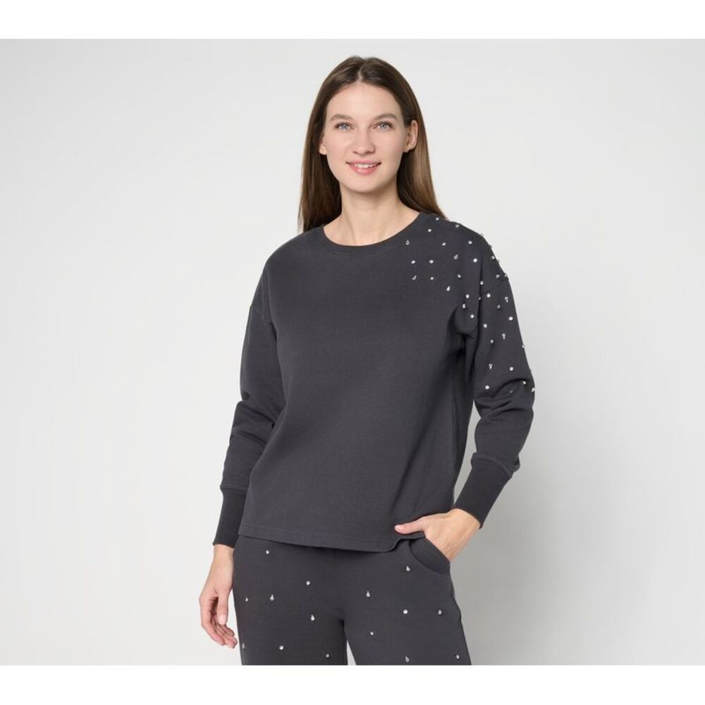 Mally Roncal Women's Top Sz M Make Your Selection: French Terry Black